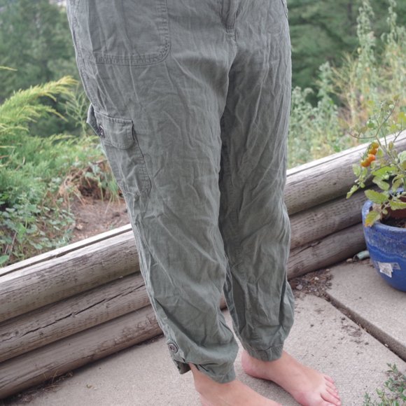 Green Cargo Chico's Linen Blend Plus Size - Picture 5 of 6